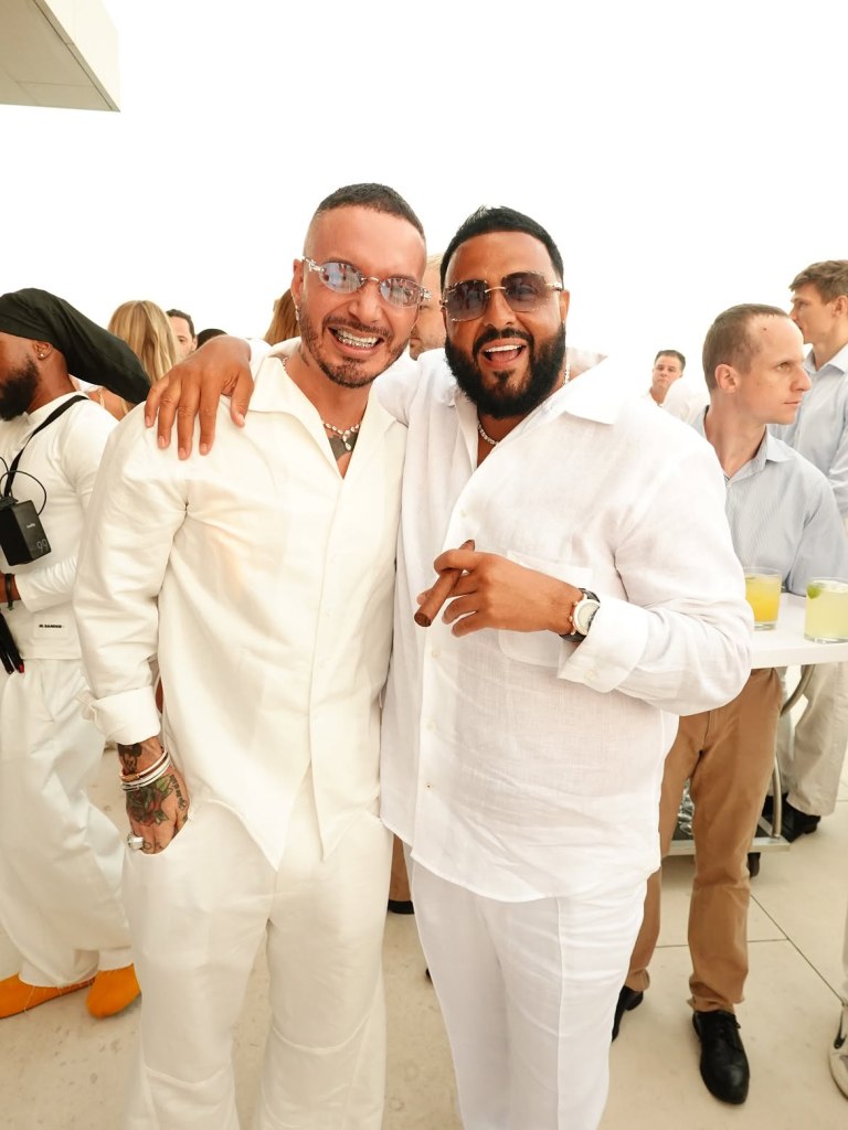 J Balvin and DJ Khaled attend Michael Rubin's white party in Bridgehampton