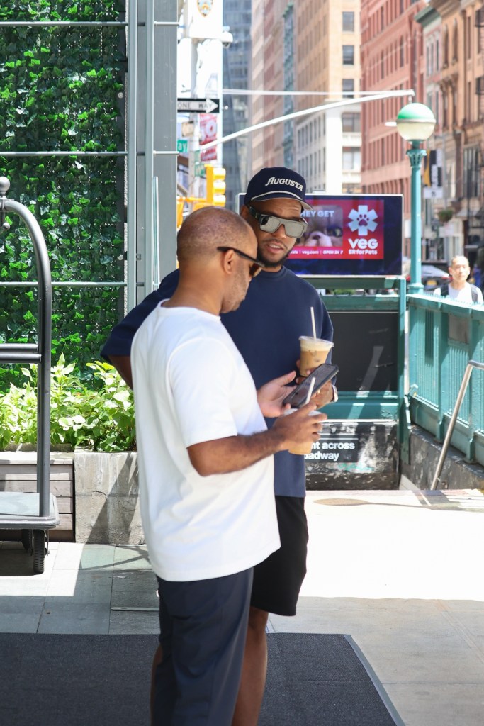 Micah Parsons is spotted enjoying an iced coffee in the streets of New York ahead of Taylor Swift and Travis Kelce's rumored wedding at Madison Square Garden tomorrow. 