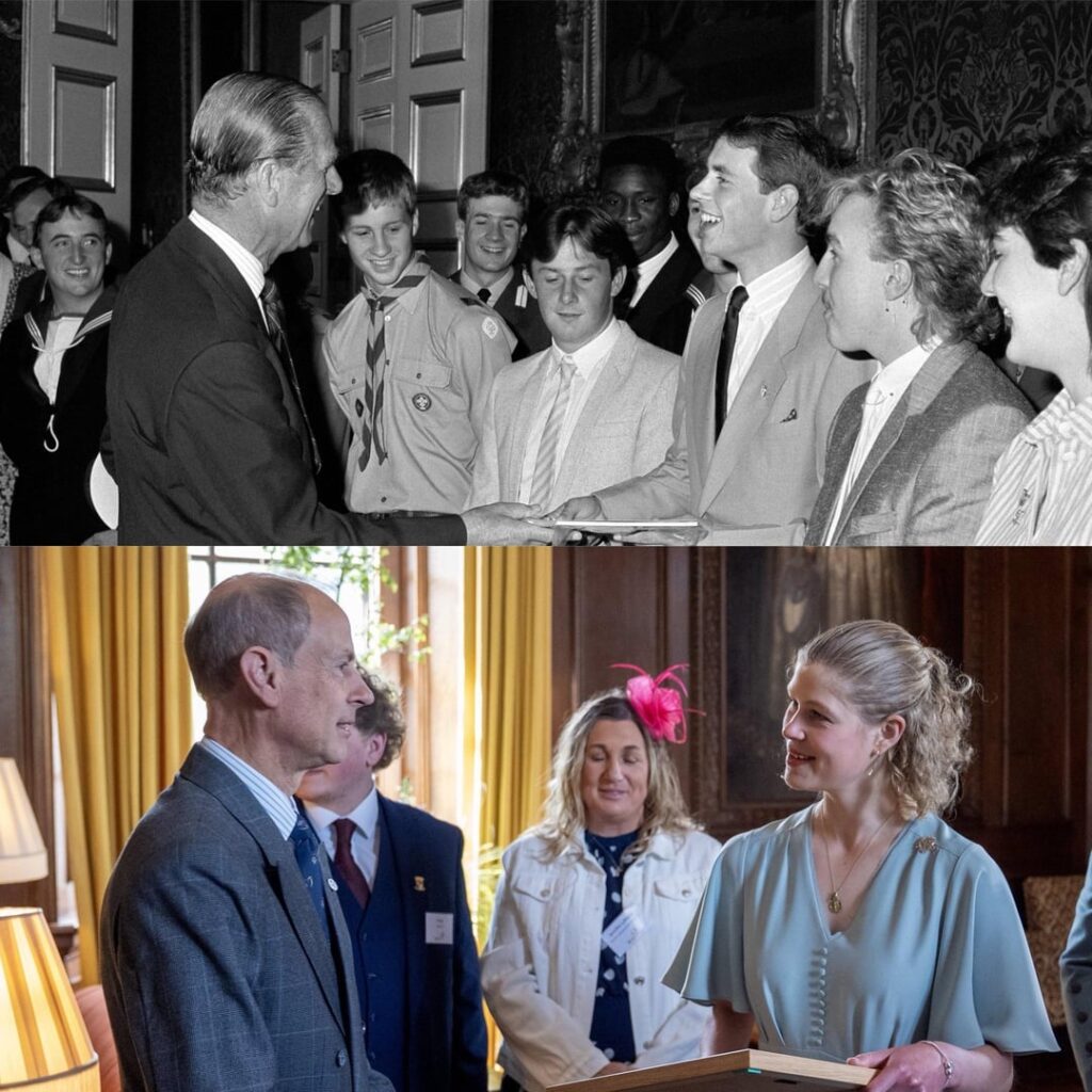 Prince Edward and Lady Louise Windsor Receiving the Duke of Edinburgh’s Award from Their Fathers