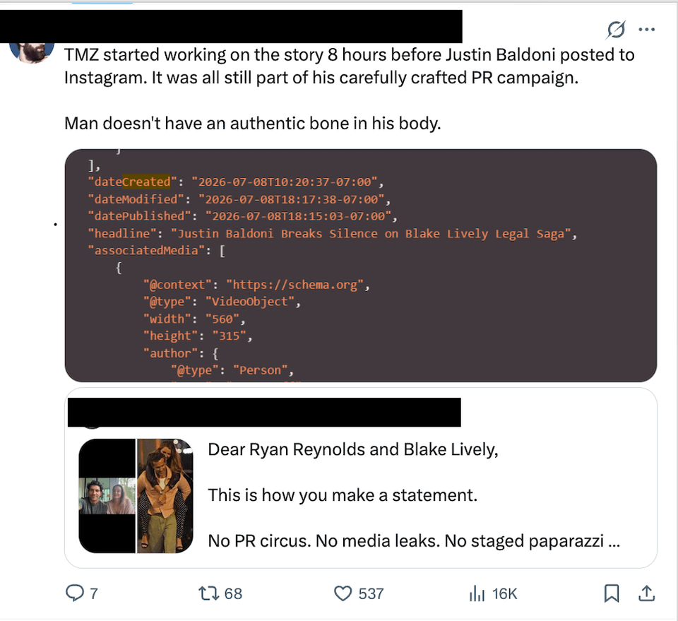 Metadata seems to show TMZ was ready for Justin Baldoni's Instagram video at least 8 hours before it was posted