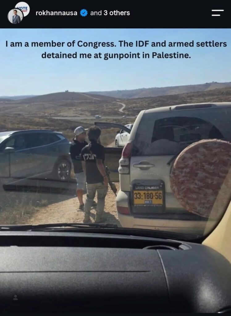 Congressman Ro Khanna detained at gunpoint by Israeli settlers and military during visit to the occupied West Bank
