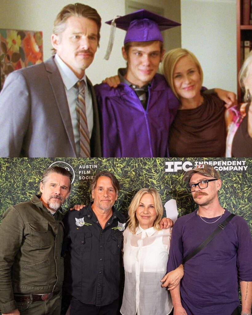 Richard Linklater, Ethan Hawke, Patricia Arquette and Ellar Coltrane reunite to celebrate the 12th anniversary of ‘Boyhood’ (the same 12 years it took the movie to be filmed) at the Austin Film Society
