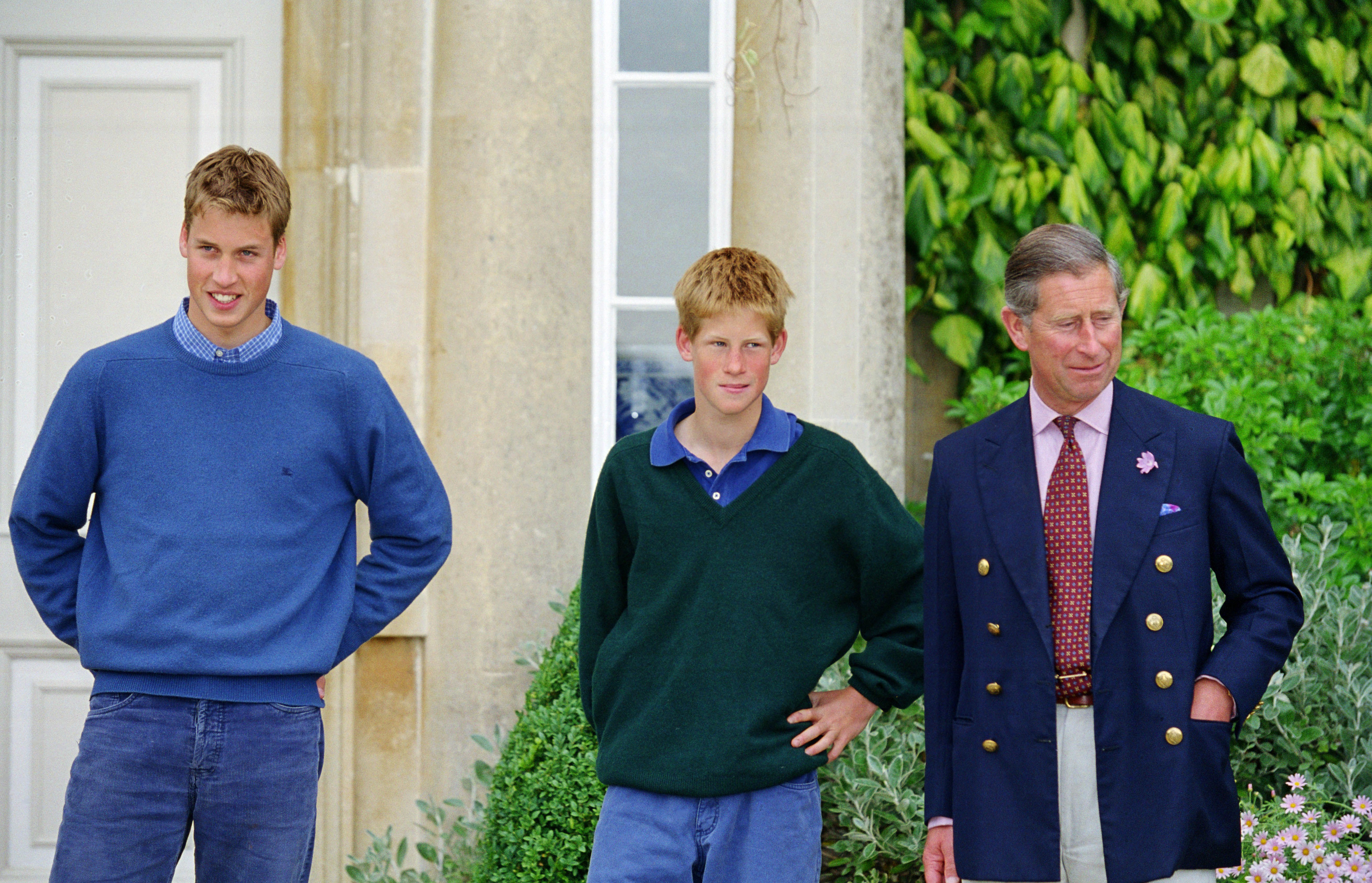 Prince William, Prince Harry and Prince Charles at Highgrove House