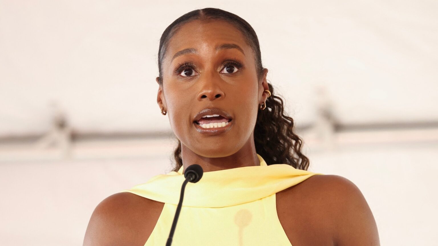 Issa Rae Clarifies Comment on Women Not Settling Down With the ‘Best D*ck’ US actress Issa Rae speaks during US singer and actress Brandy's Walk of Fame star ceremony in Hollywood on March 30, 2026.