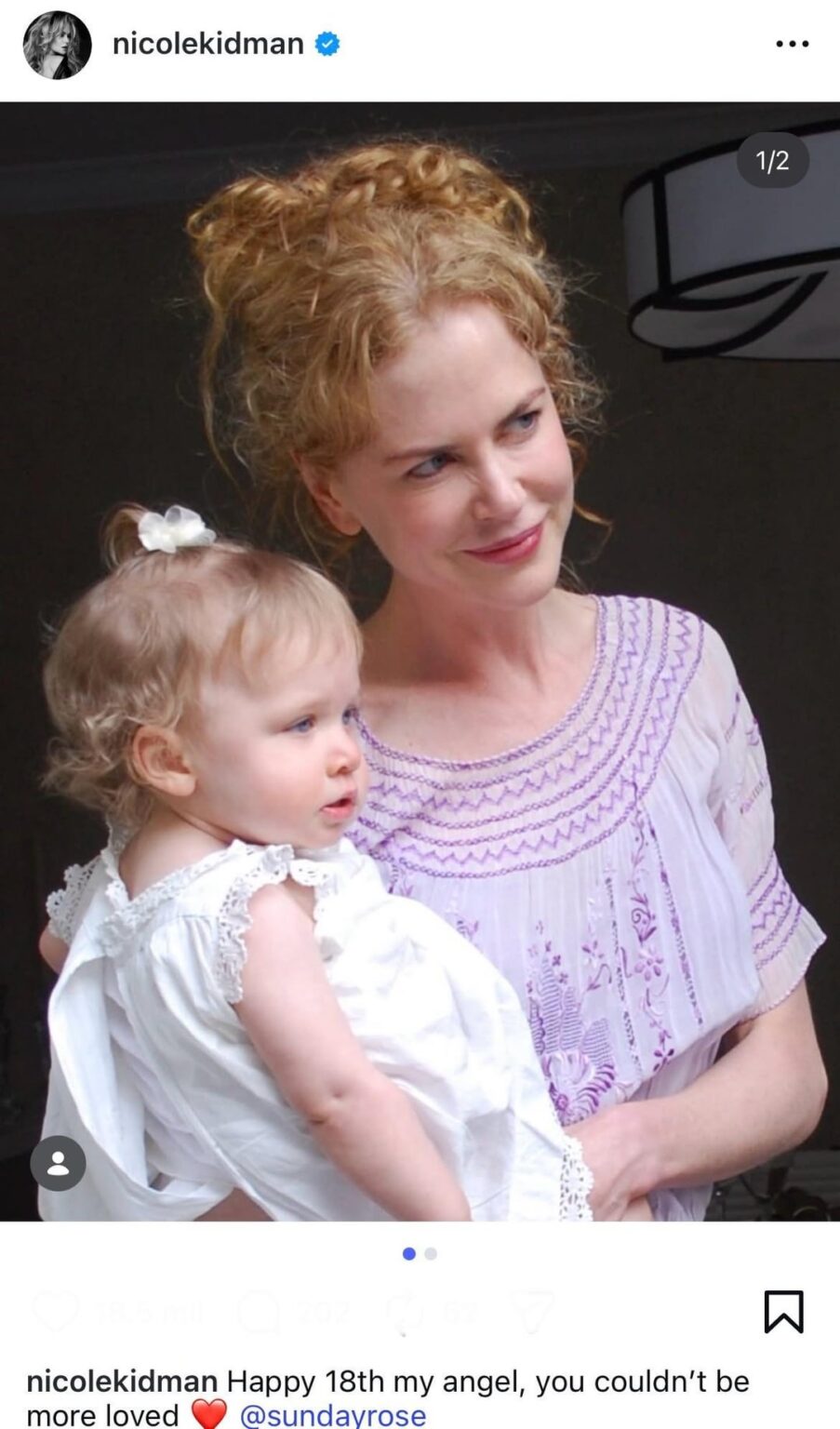 Nicole Kidman wishes her daughter, Sunday Rose, a happy 18th birthday