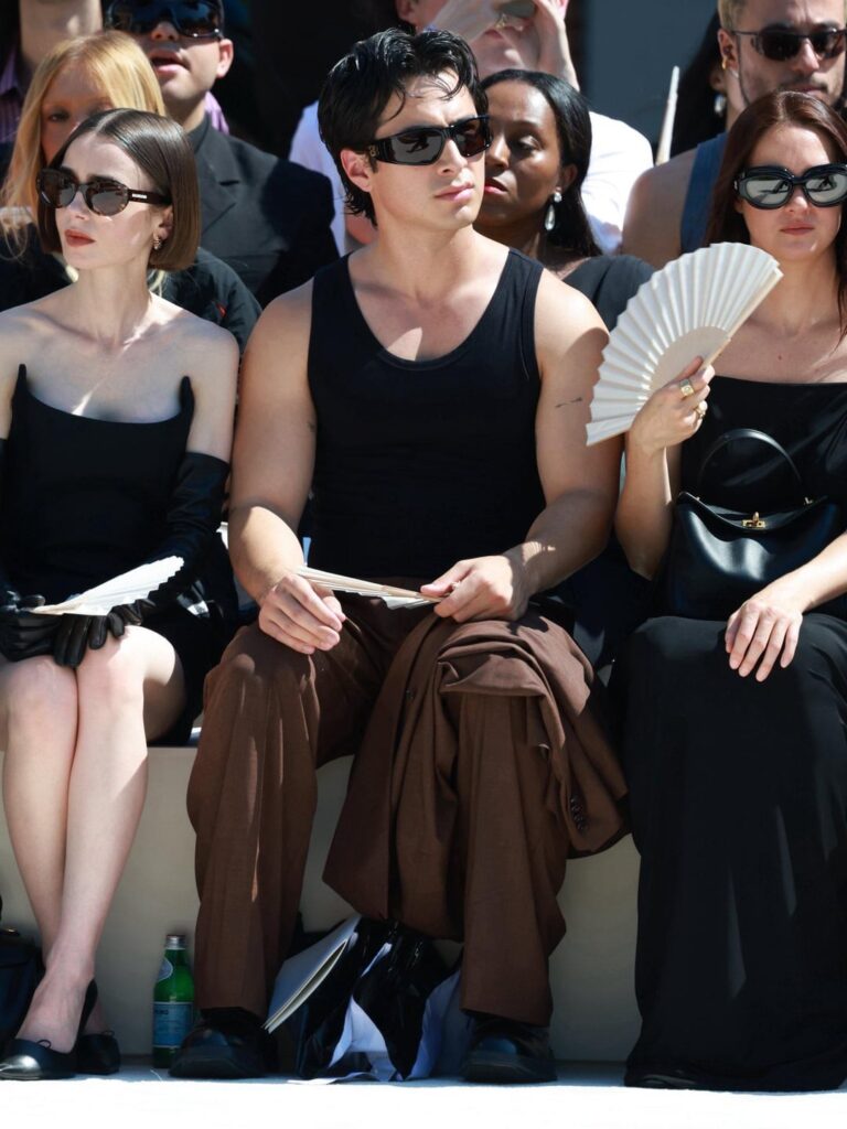 Hudson Williams, Shailene Woodley and Lily Collins at the Balenciaga Couture show in Paris (July 8, 2026)