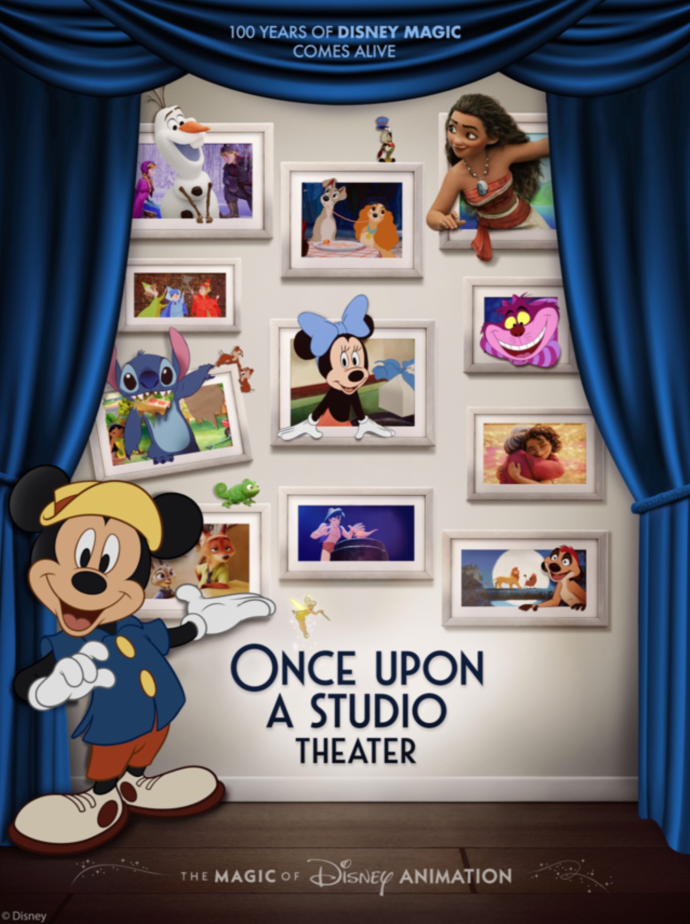 The poster for the experiences at The Magic of Disney Animation have been revealed. Included are Once Upon a Studio Theater, Olaf Draws!, Off the Page!, and Drawn to Wonderland.