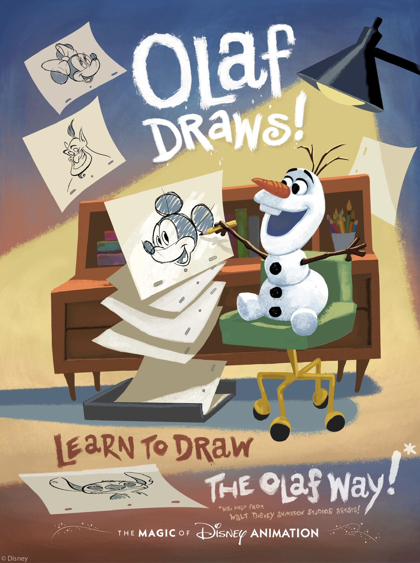 The poster for the experiences at The Magic of Disney Animation have been revealed. Included are Once Upon a Studio Theater, Olaf Draws!, Off the Page!, and Drawn to Wonderland.