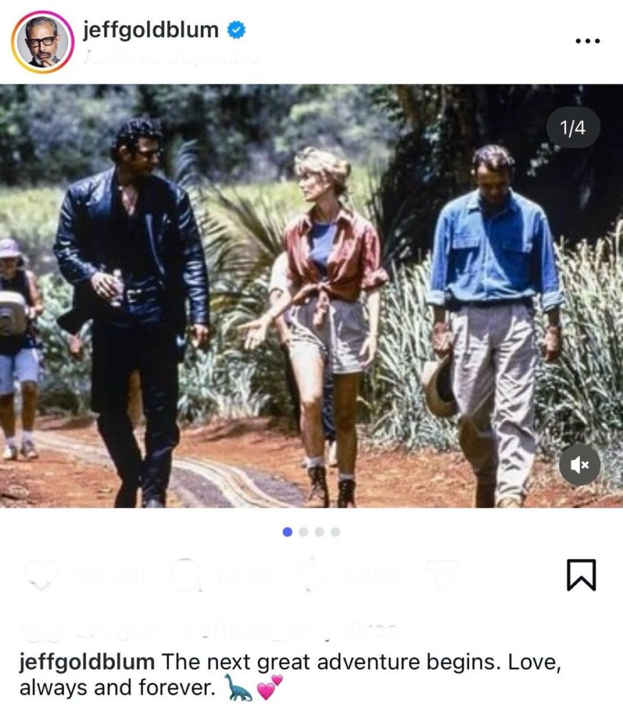 Jeff Goldblum remembers Sam Neill, his ‘Jurassic Park’ costar: ‘The next great adventure begins. Love, always and forever. 🦕💕’