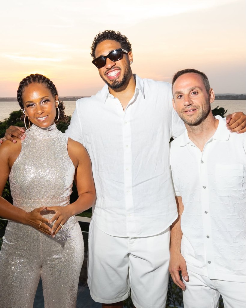 Alicia Keys, Tyrese Haliburton, and Michael Rubin attend Michael Rubin's white party in Bridgehampton