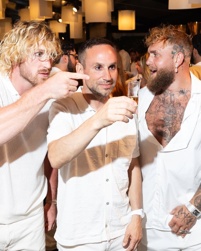 Logan Paul, Michael Rubin, and Jake Paul attend Michael Rubin's white party in Bridgehampton