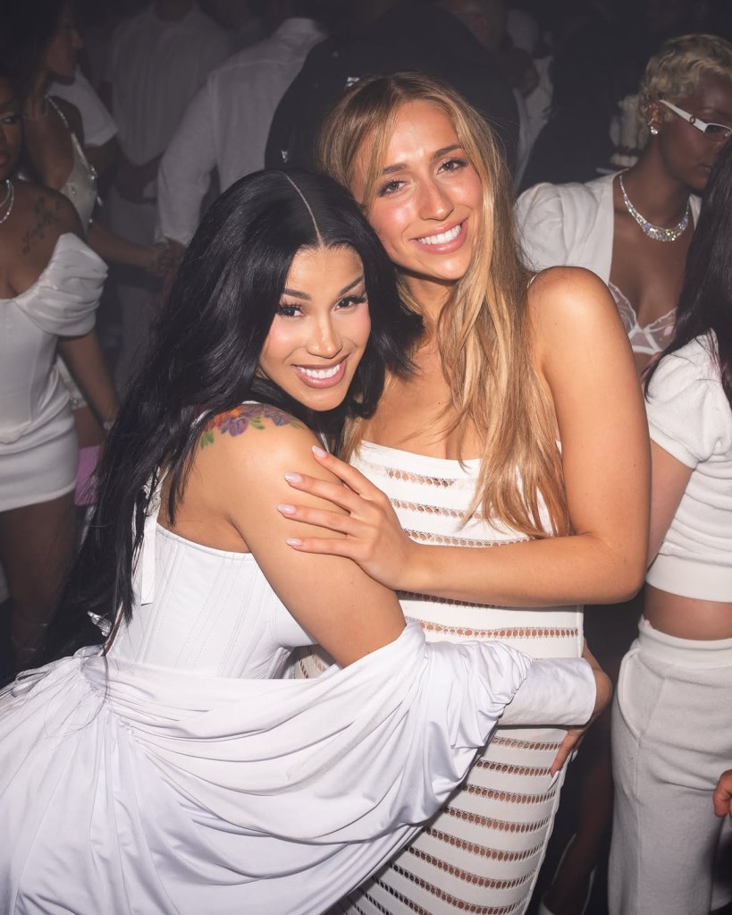 Cardi B and Tate McRae attend Michael Rubin's white party in Bridgehampton
