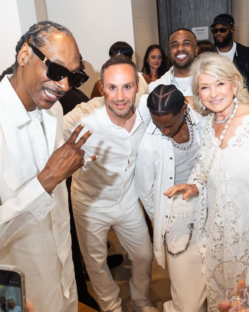 Snoop Dogg, Michael Rubin, Travis Scott, and Martha Stewart attend Michael Rubin's white party in Bridgehampton