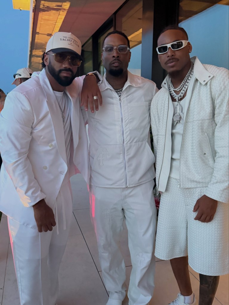 Russell Wilson, Odell Beckham Jr., and Justin Jefferson attend Michael Rubin's white party in Bridgehampton