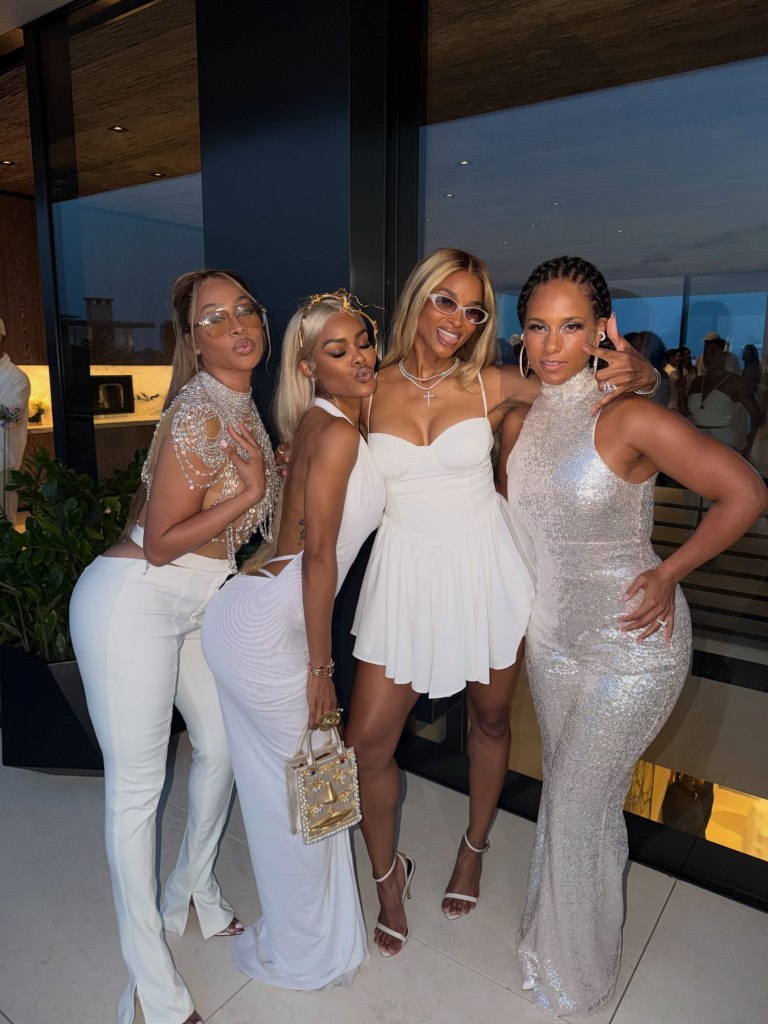 Lala Anthony, Teyana Taylor, Ciara, and Alicia Keys attend Michael Rubin's white party in Bridgehampton