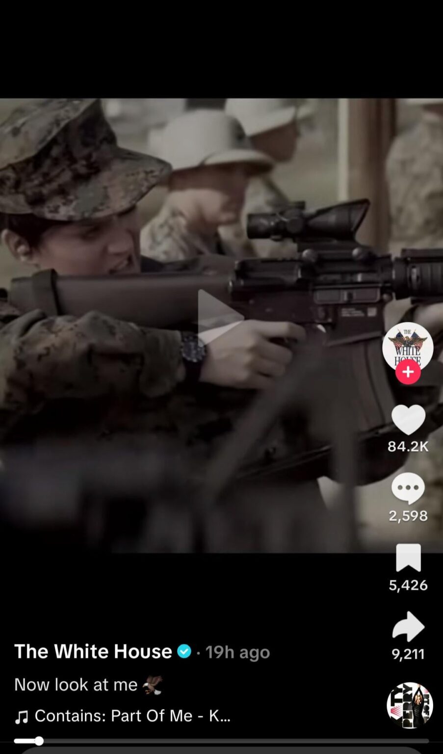 The White House Tik Tok account has used a second Katy Perry song
