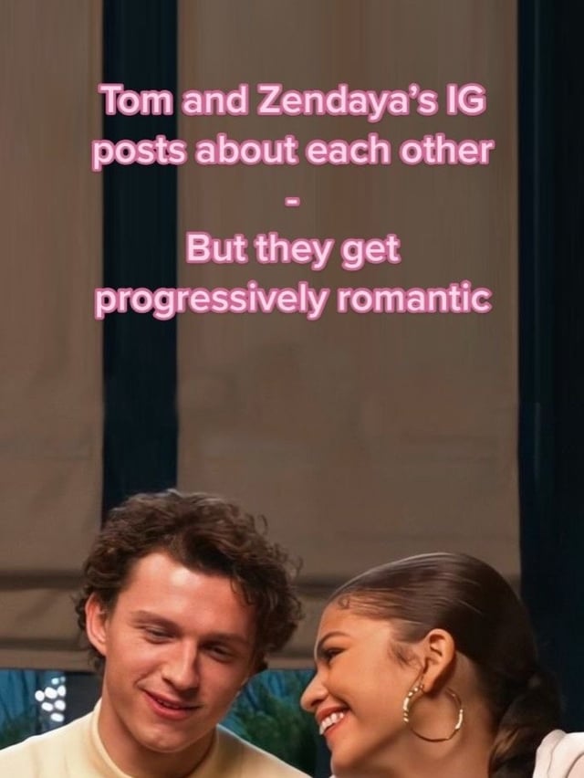 Tom and Zendaya's IG posts about each other, but they get progressively more romantic.
