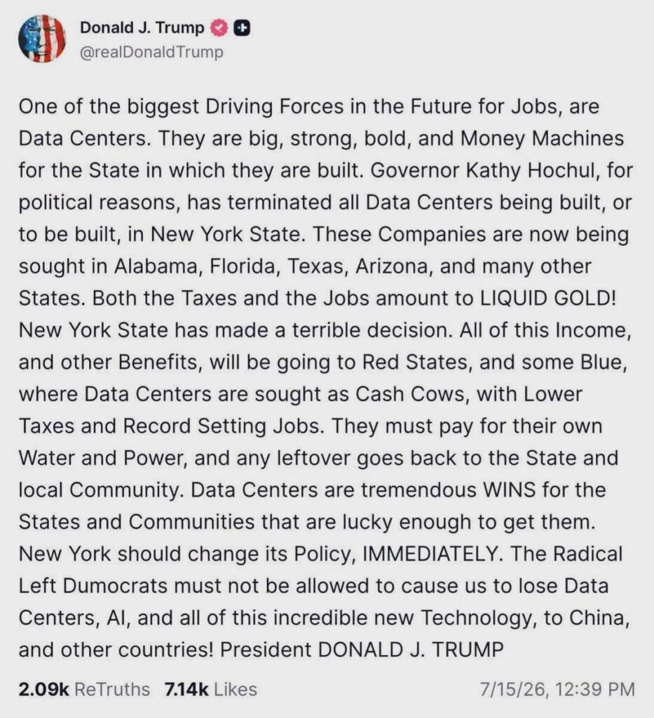 Trump and MAGA are heavily pro-AI and pro-data center
