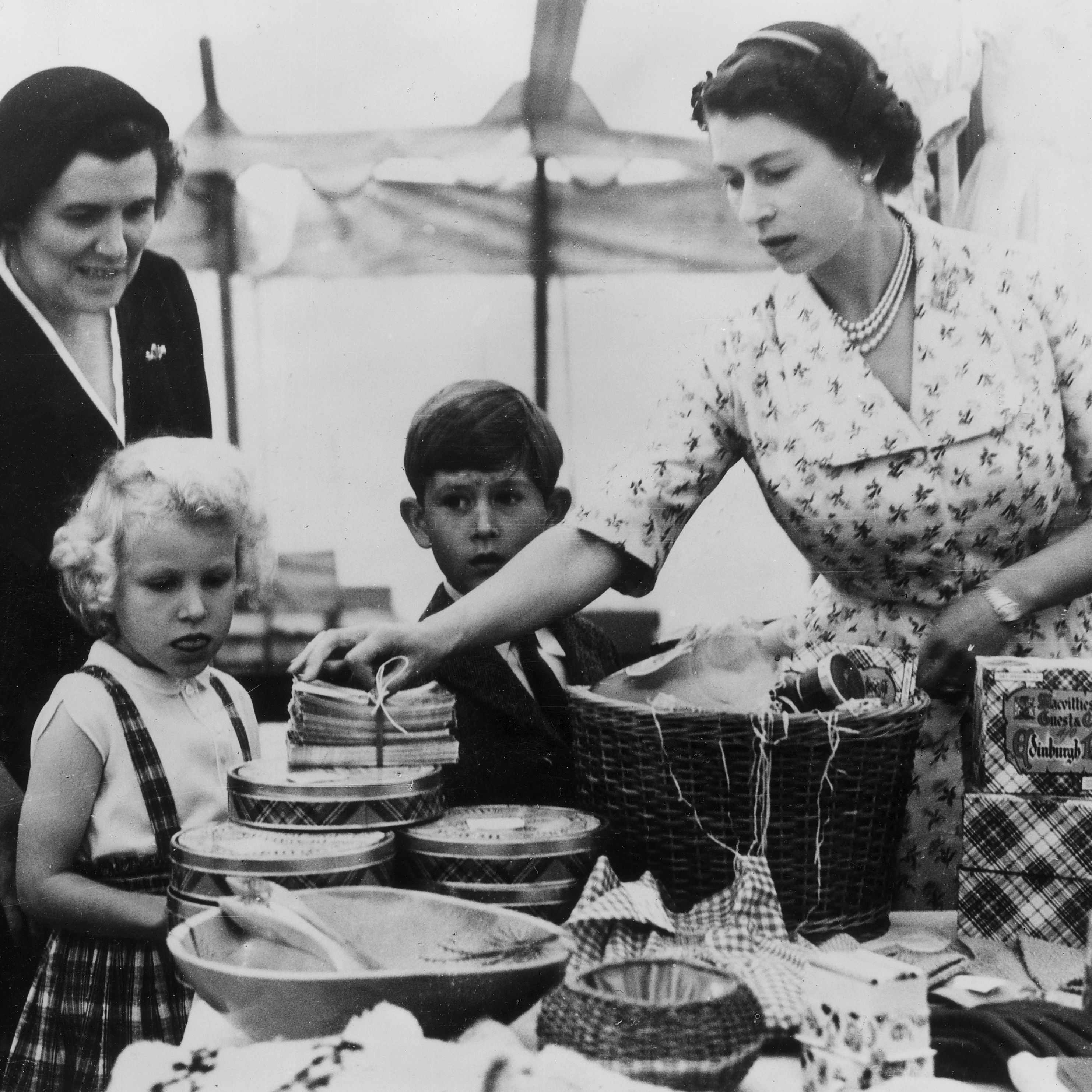 22nd august 1955 queen elizabeth ii with princess anne, prince charles and their nurse, helen lightbody, photo by fox photos getty images