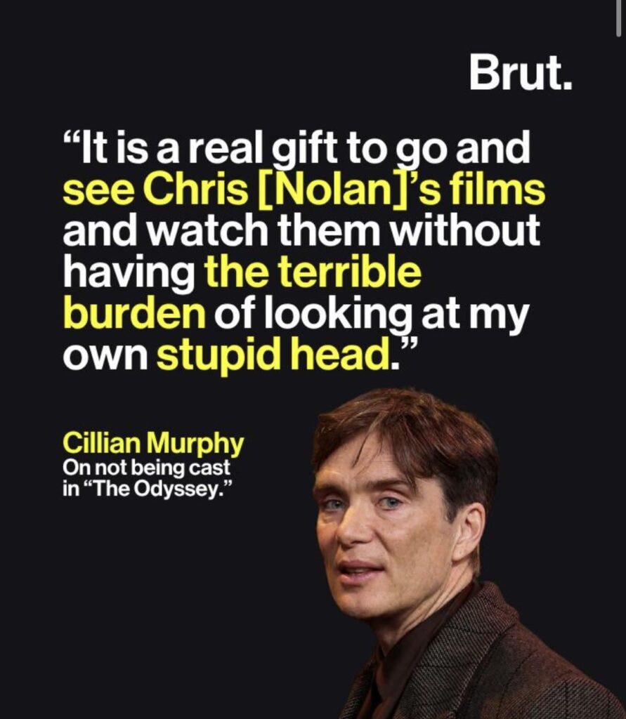 Cillian Murphy On not being cast in "The Odyssey."