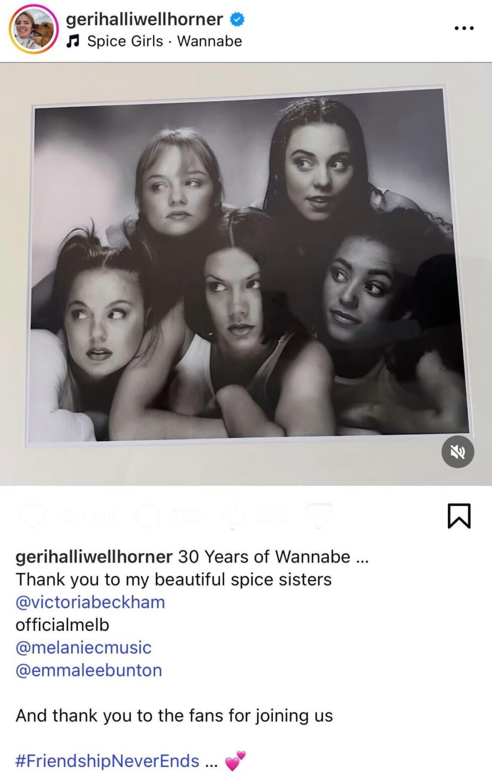 The Spice Girls (Geri Halliwell, Mel C, Mel B, Victoria Beckham and Emma Bunton) celebrate the 30th anniversary of ‘Wannabe’