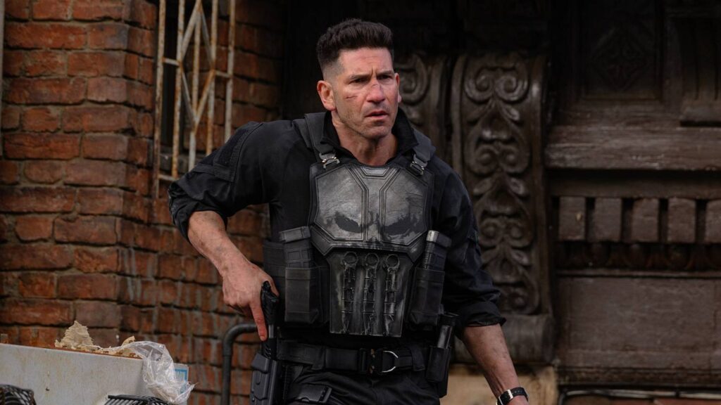 Spider-Man and The Punisher (Jon Bernthal) in Columbia Pictures SPIDER-MAN™: BRAND NEW DAY.