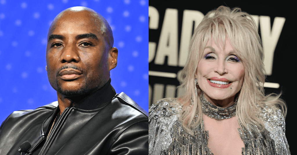 Charlamagne Slams Celebrity Dolly Parton Tributes: ‘Sick of People Making People’s Death About Them’ Split image. Left: Beyoncé in a black hat and jacket. Center: Dolly Parton in a white outfit. Right: Eminem in a black jacket and cap.
