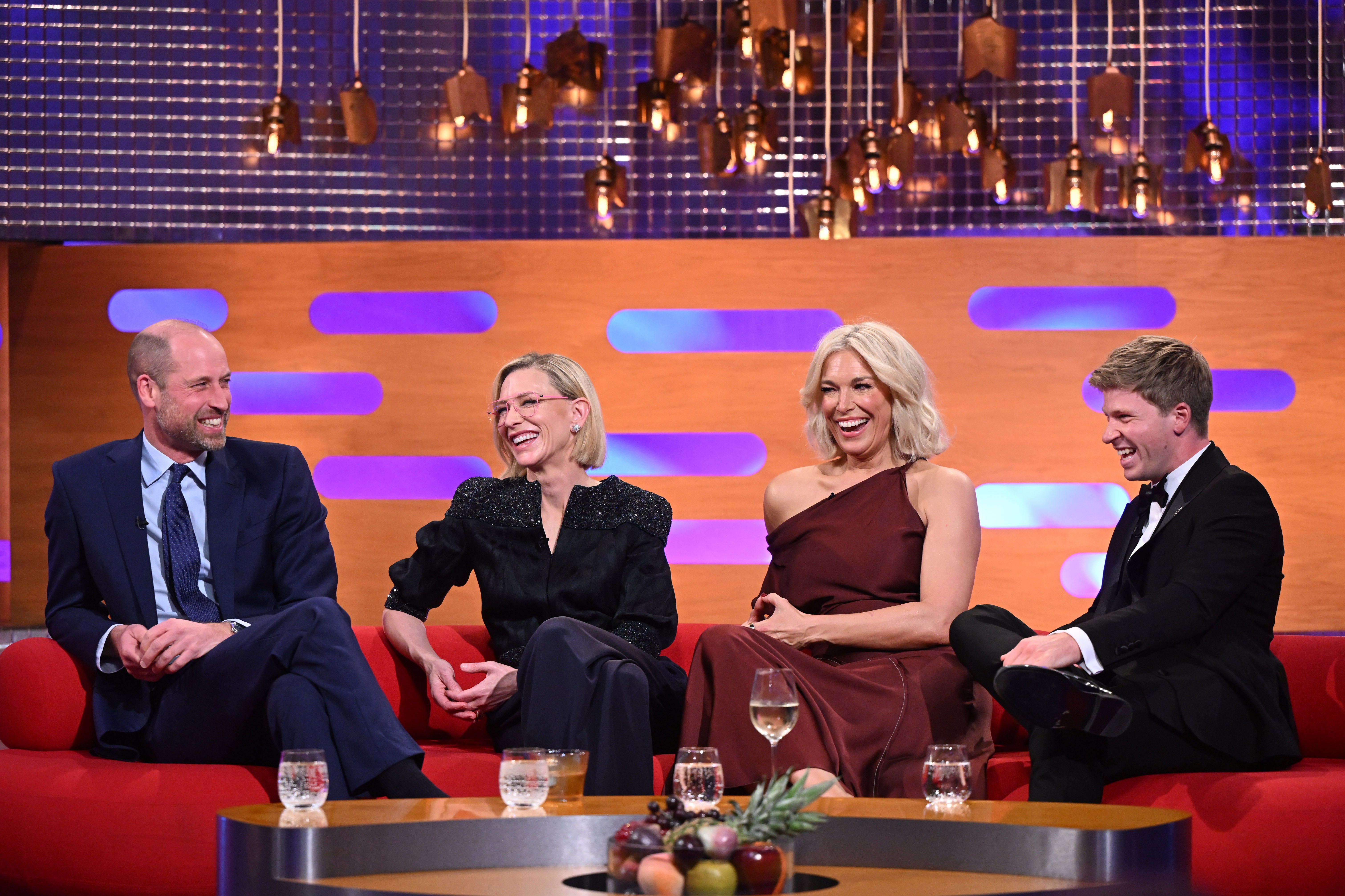 The Prince of Wales, Cate Blanchett, Hannah Waddingham and Robert Irwin during filming for The Graham Norton Show (Matt Crossick/PA)